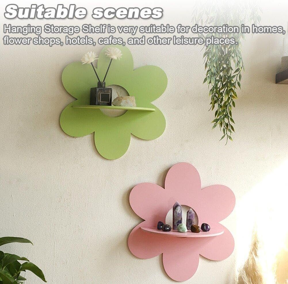 花の形の壁掛け収納ホルダー木製ウォールアート壁飾りフローティ - Floating Shelves のレビューと価格
