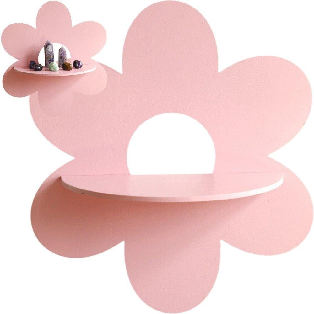 花の形の壁掛け収納ホルダー木製ウォールアート壁飾りフローティ - Floating Shelves のレビューと価格