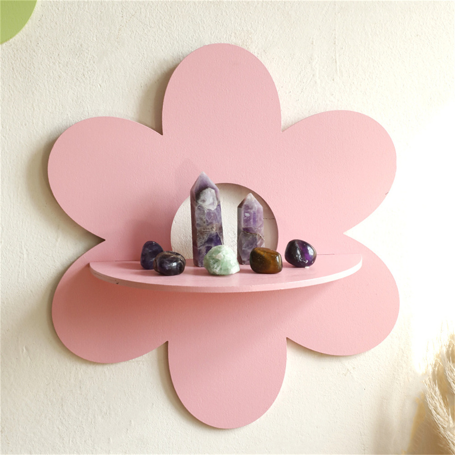 花の形の壁掛け収納ホルダー木製ウォールアート壁飾りフローティ - Floating Shelves のレビューと価格