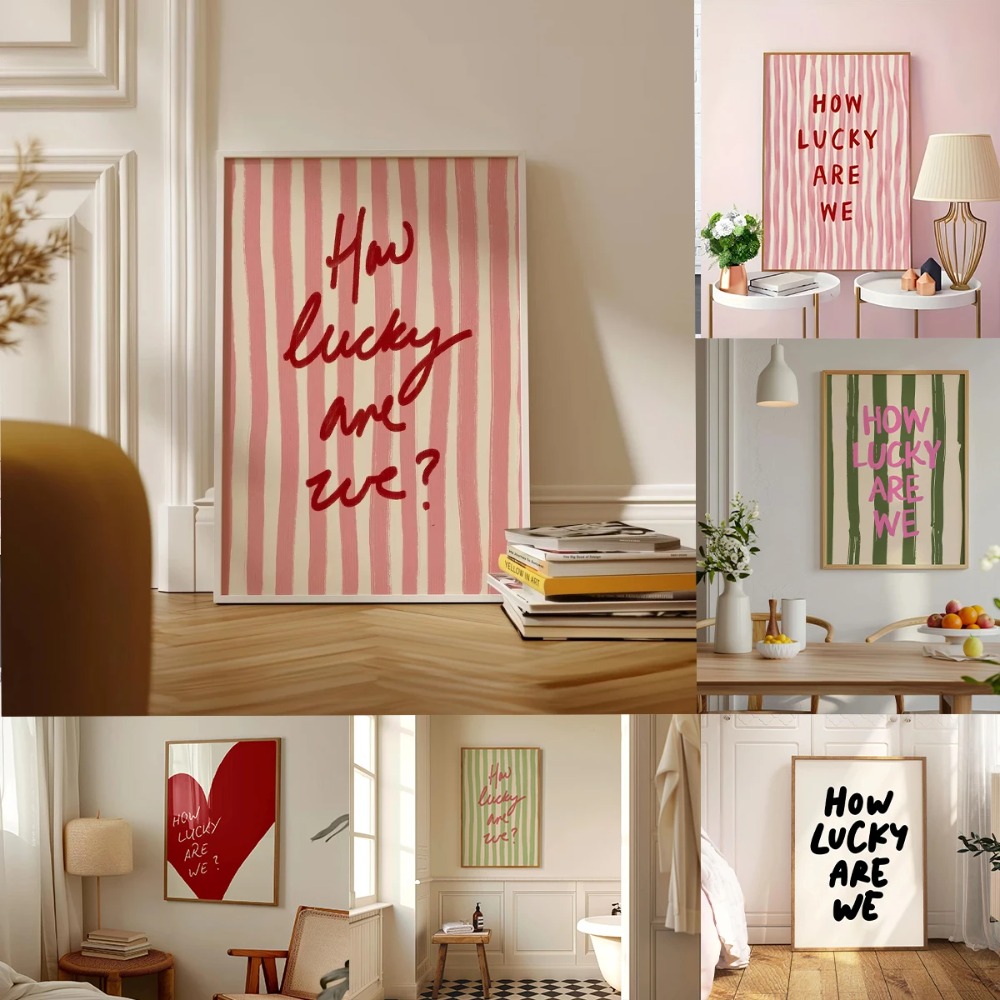 私たちがどれだけ幸運なのか ピンクと赤のストライプのウォール - Home Decor How To のレビューと価格
