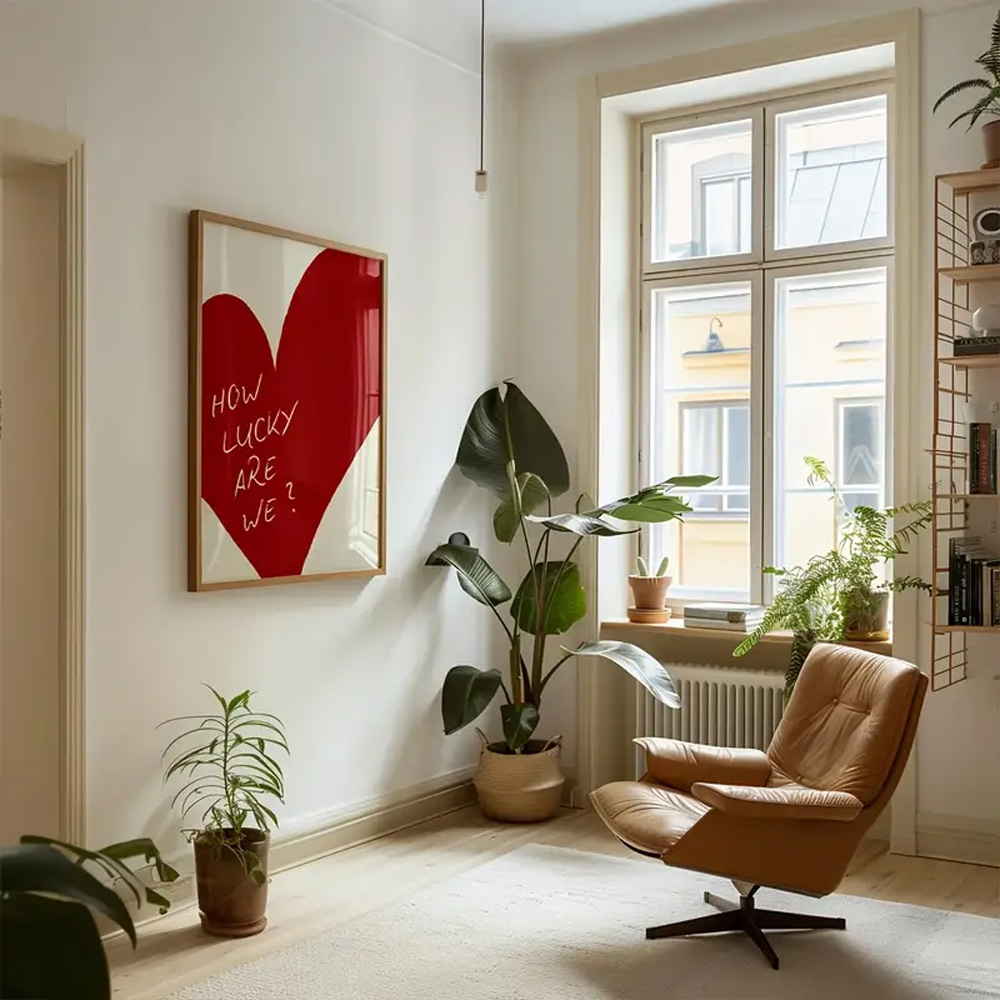 1 ピースフレームレスレッドラブハート私たちが幸運なポスター - Home Decor How To のレビューと価格