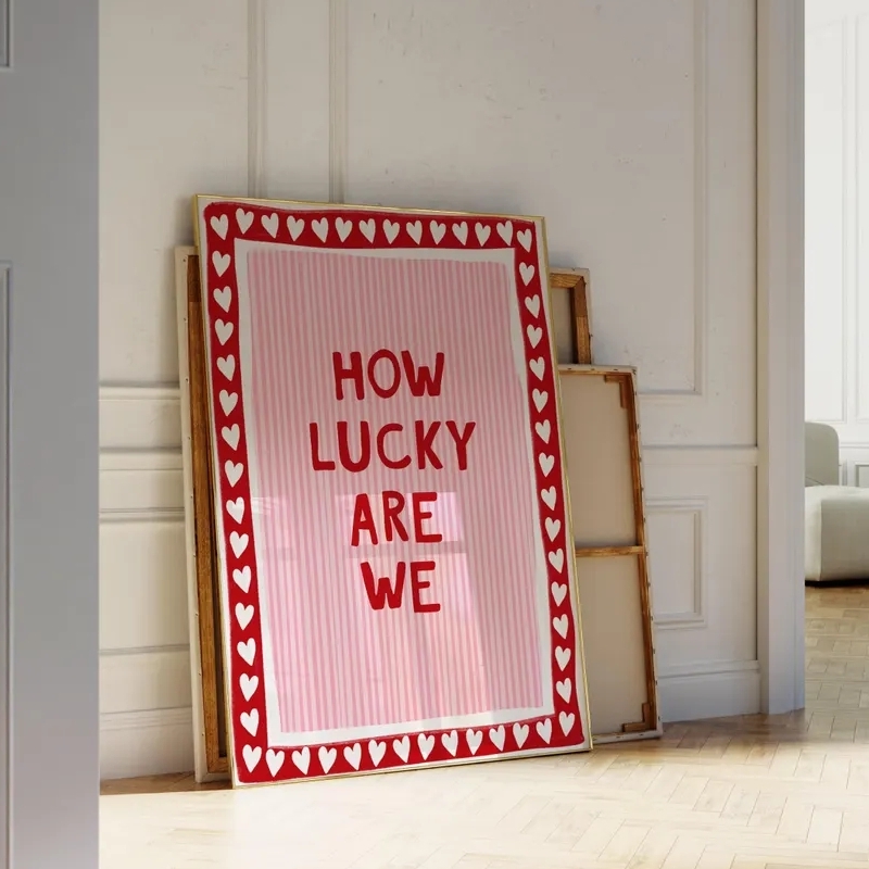 幸運な壁掛けアート キャンバスプリント ピンク レッド スト - Home Decor How To のレビューと価格