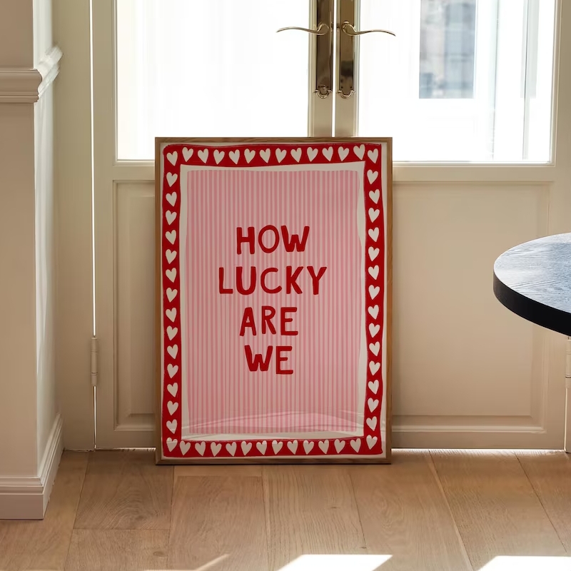 幸運な壁掛けアート キャンバスプリント ピンク レッド スト - Home Decor How To のレビューと価格