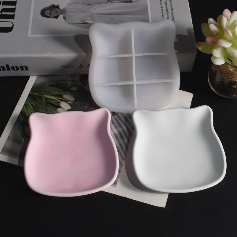 石膏猫皿型子猫トレイ猫耳ジュエリー収納トレイミラードリップ  - Ceramic Trinket Dish のレビューと価格