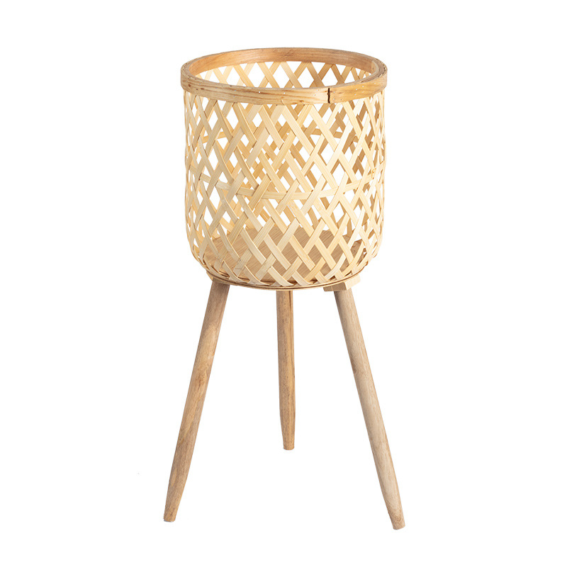 竹製植木鉢 木製植物スタンド 籐製植物バスケット ホームデコ - Rattan Plant Basket のレビューと価格
