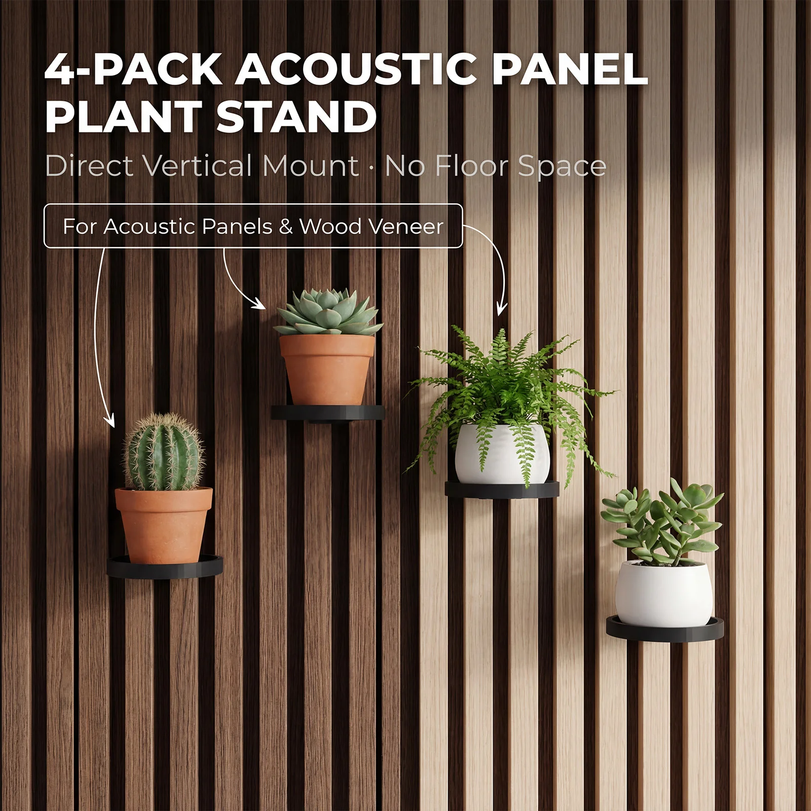4 個の音響パネル植物ホルダーブラックラウンド/スクエア穴あ - Floating Shelves のレビューと価格