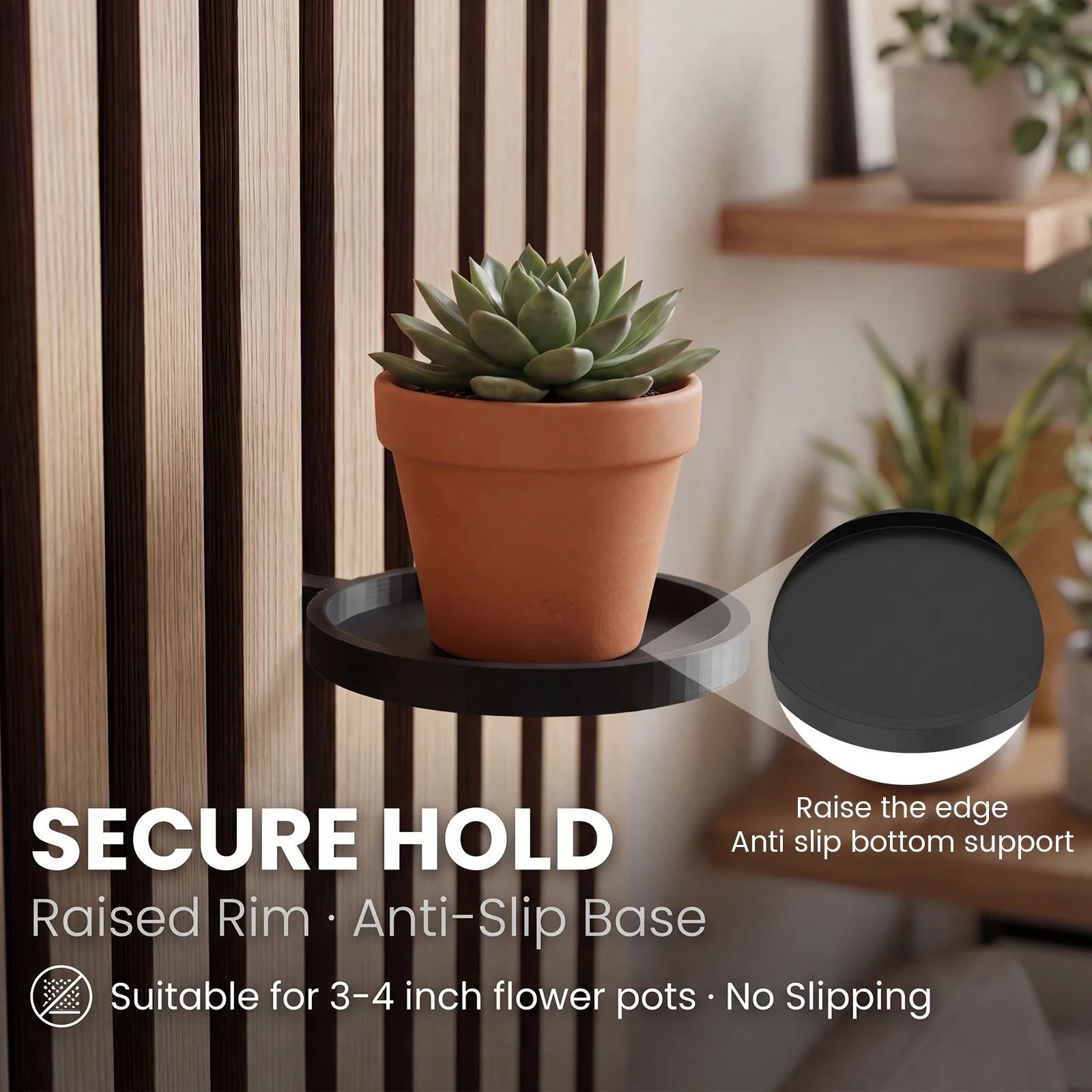 4 個の音響パネル植物ホルダーブラックラウンド/スクエア穴あ - Floating Shelves のレビューと価格