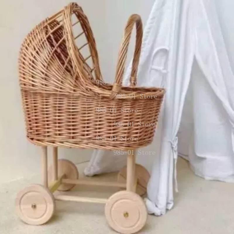 手編み柳製ベビーカー兼用多機能収納バスケット（ペット、乳幼児 - Rattan Plant Basket のレビューと価格
