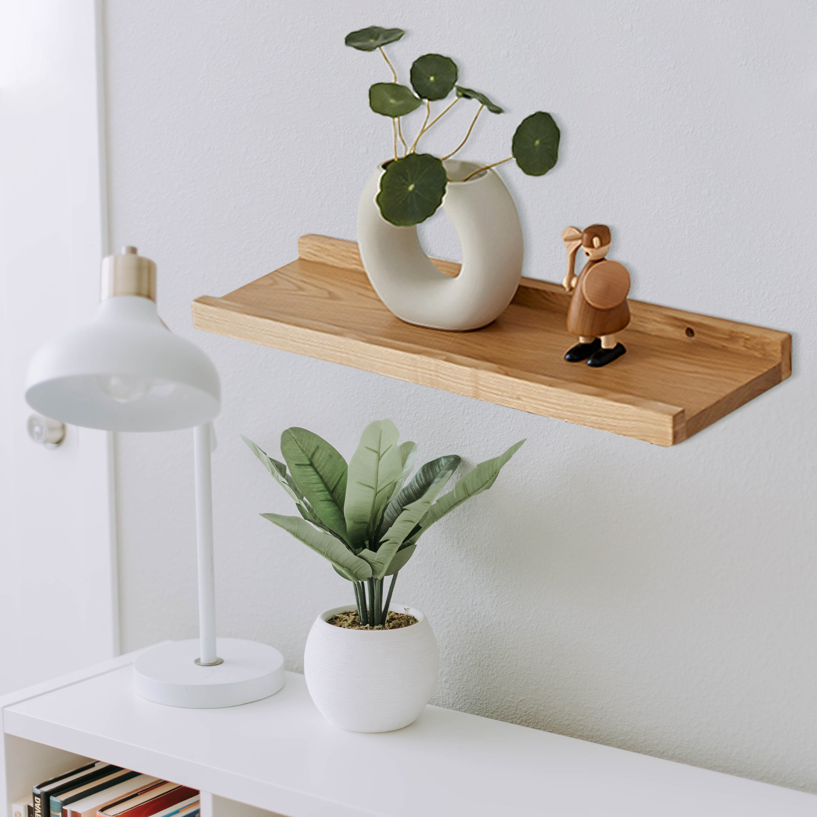 木製ウォールシェルフ 小さなフローティングシェルフ 寝室 浴 - Floating Shelves のレビューと価格