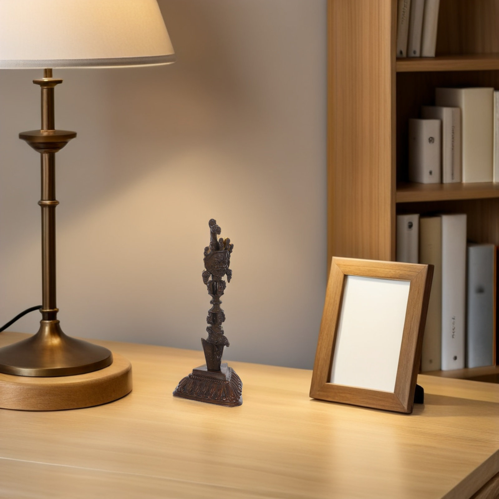 銅製のヴァジュラ・ドルジェ・ペストル（木製台座付き）チベット - Home Decor Zen のレビューと価格