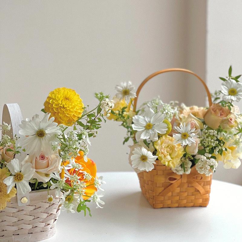 新しい柳籐花嫁フラワーバスケットピクニックコンテナ手編みフラ - Rattan Plant Basket のレビューと価格