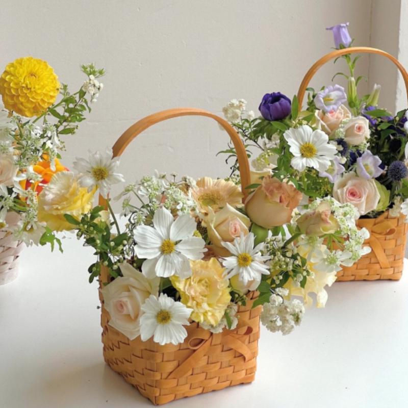 新しい柳籐花嫁フラワーバスケットピクニックコンテナ手編みフラ - Rattan Plant Basket のレビューと価格