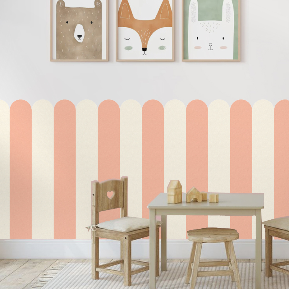 マルチカラー縦ストライプアーク壁紙保育園子供壁アートキッズル - Home Decor Game のレビューと価格