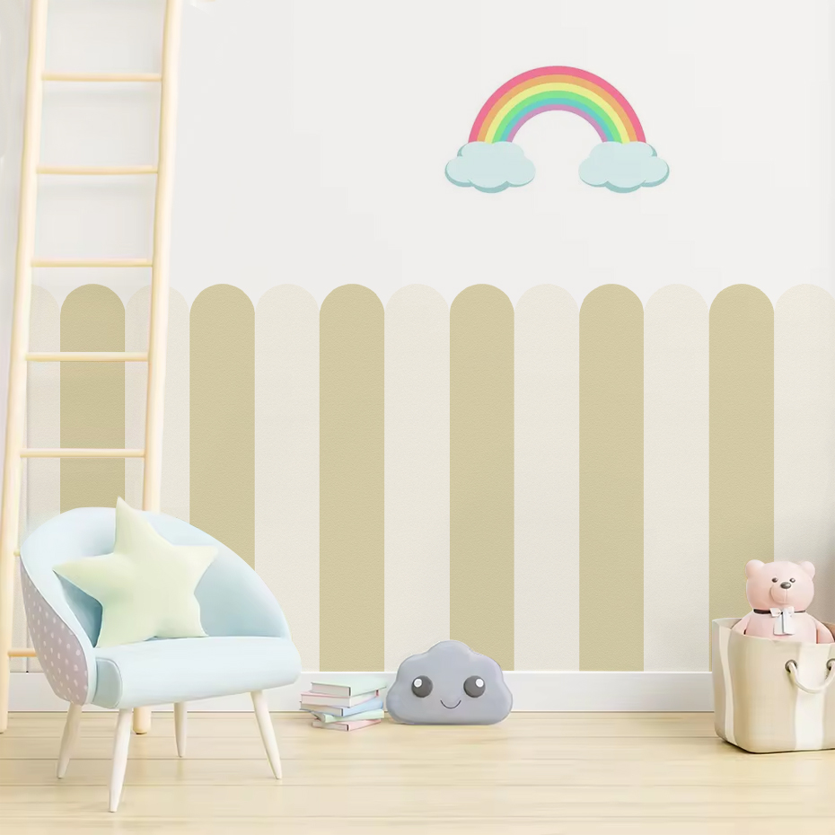 マルチカラー縦ストライプアーク壁紙保育園子供壁アートキッズル - Home Decor Game のレビューと価格