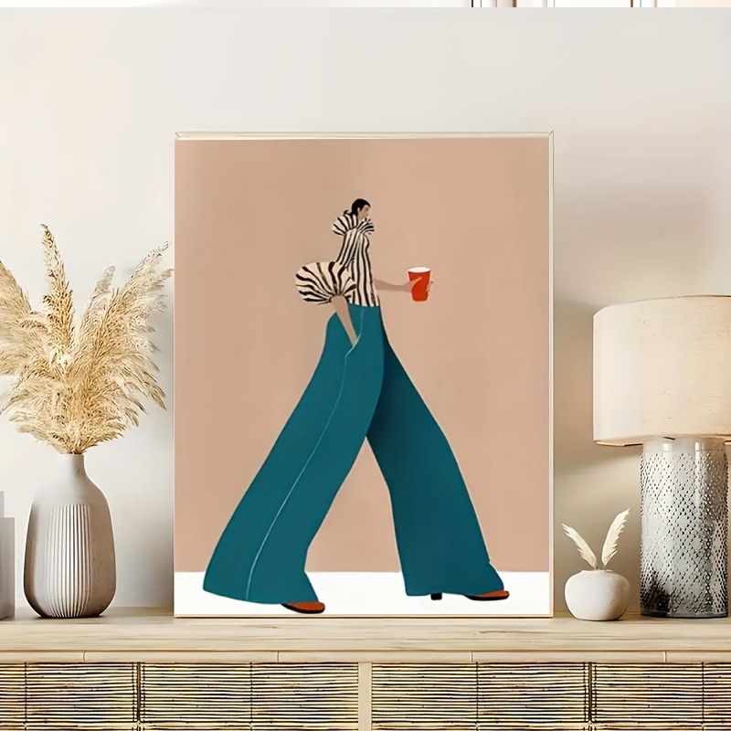 ファッショナブルなブルーパンツ女性ポスタープリント現代超現実 - Home Decor Zen のレビューと価格