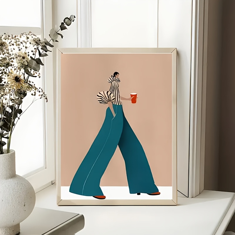 ファッショナブルなブルーパンツ女性ポスタープリント現代超現実 - Home Decor Zen のレビューと価格