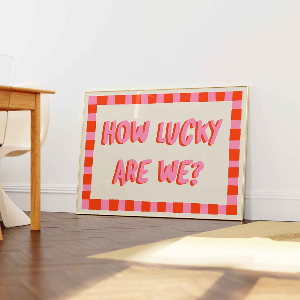 北欧ピンクの引用句ウォールアートポスター「私たちはどれほど幸 - Home Decor How To のレビューと価格